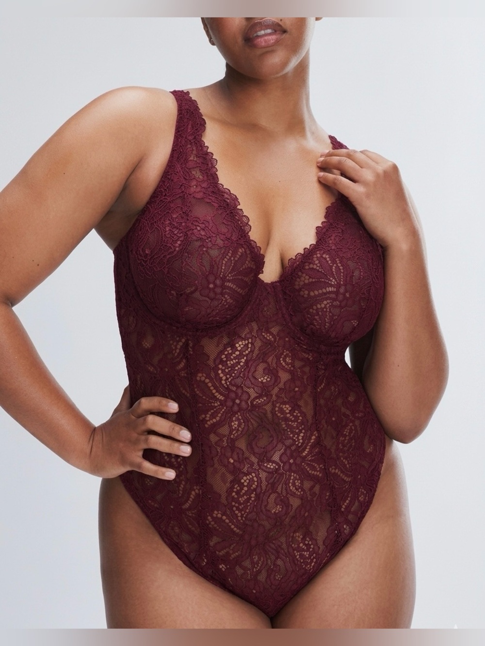 Savage X Fenty By Rihanna Lace Bodysuit - Deep Plum Sz XL NWT Whimsygoth - Picture 3 of 8